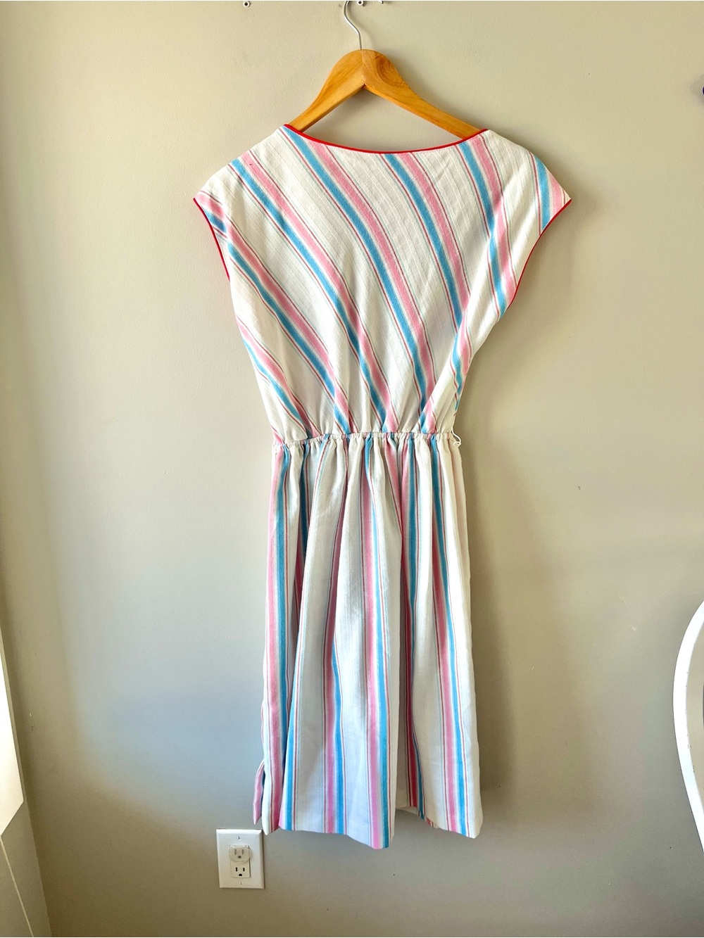 Vintage Leslie Belle Midi A-Line Dress Size S/M Multicolour Stripe - 80's - Picture 10 of 10